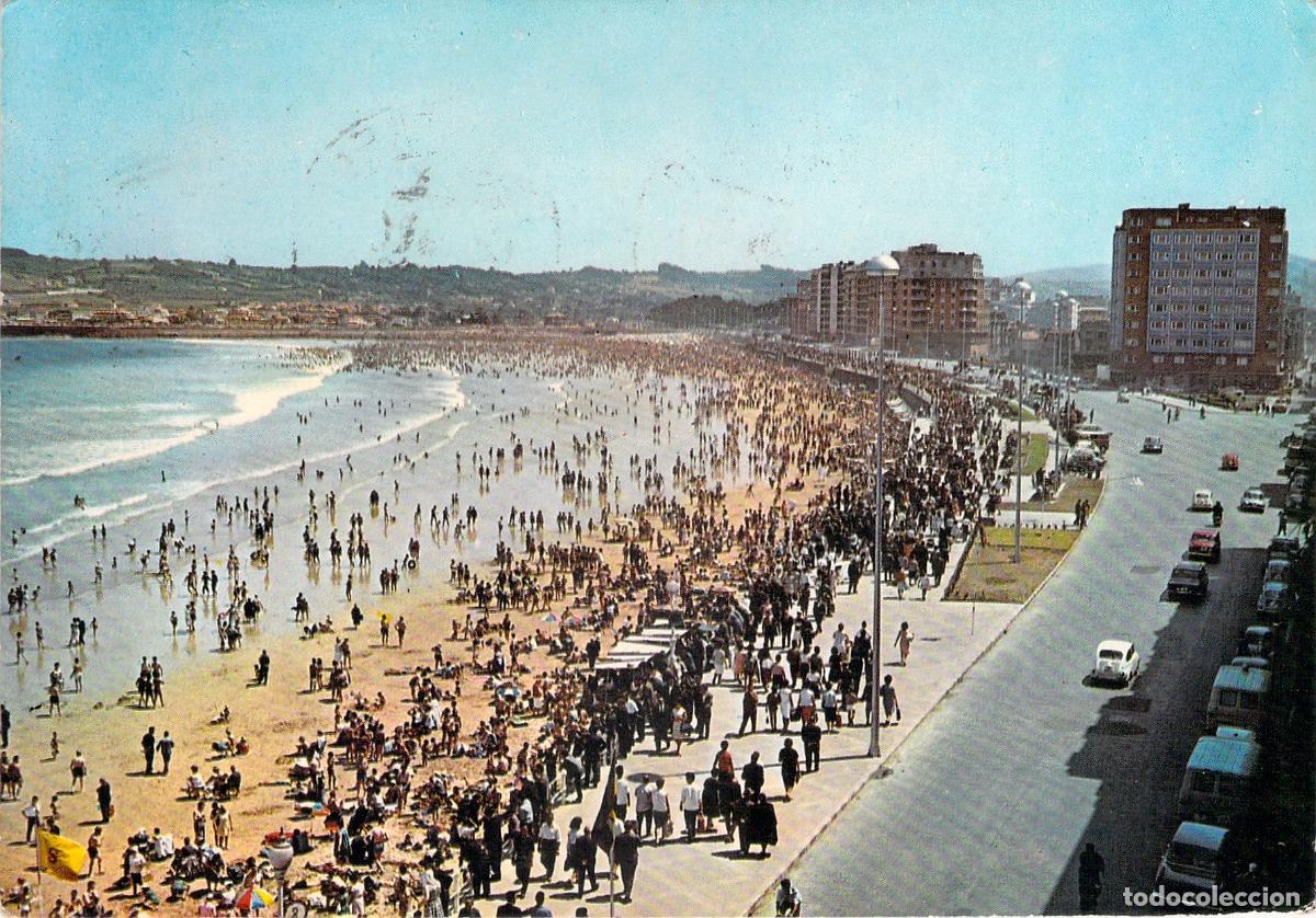 Postales: Postal de la Playa de San Lorenzo en Gij&oacute;n