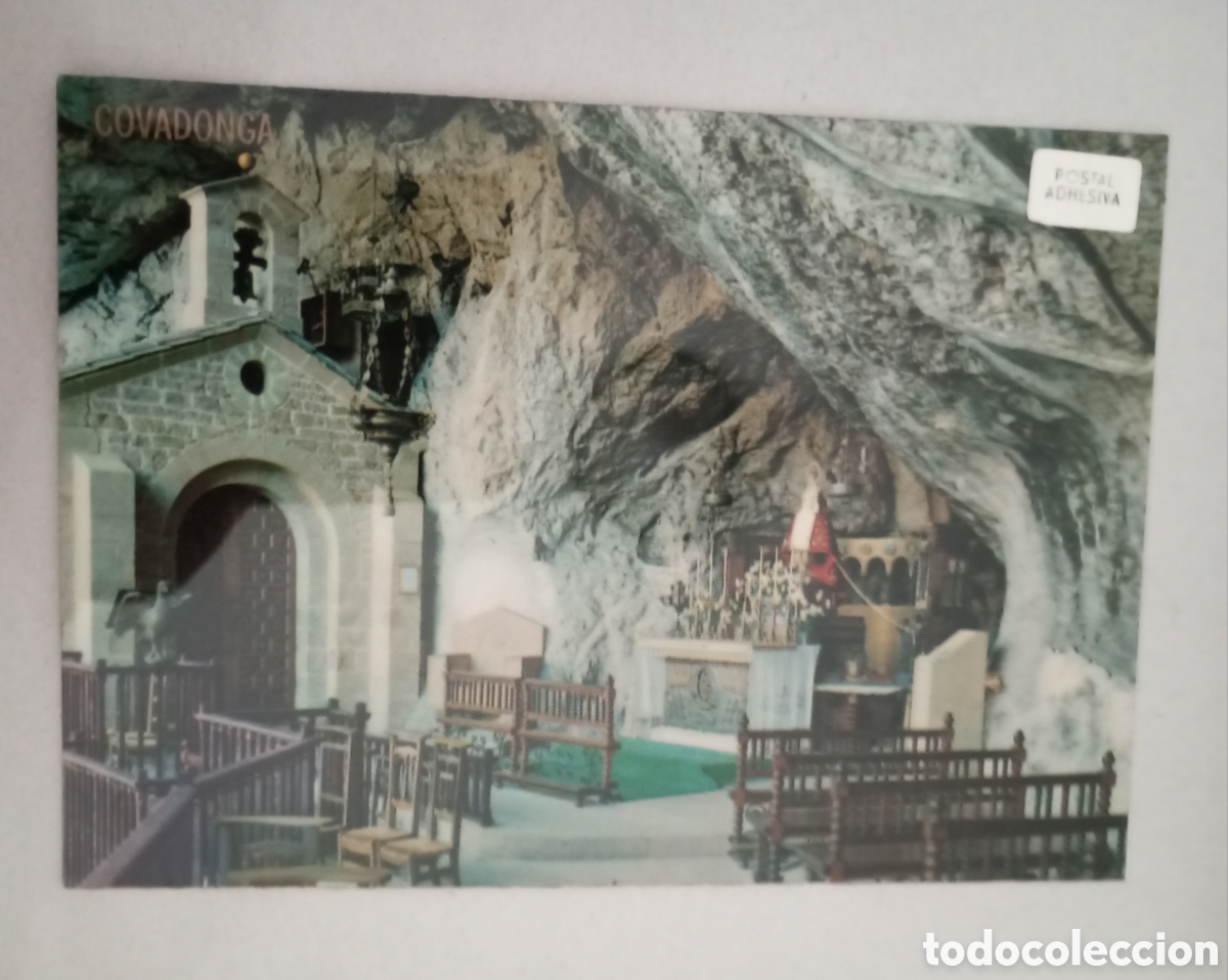 Postales: Gruta de Covadonga postal adhesiva