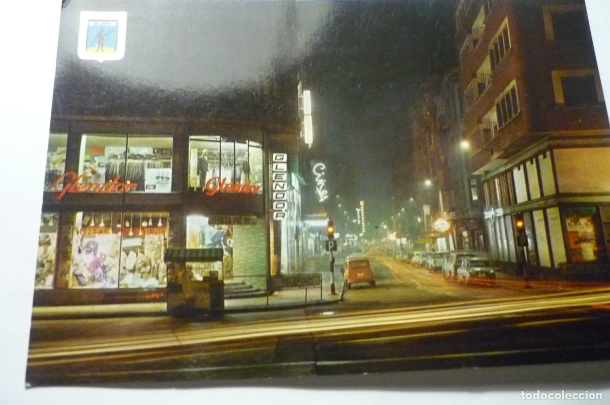 Postales: postal gijon nocturna calle corrida escrita cm