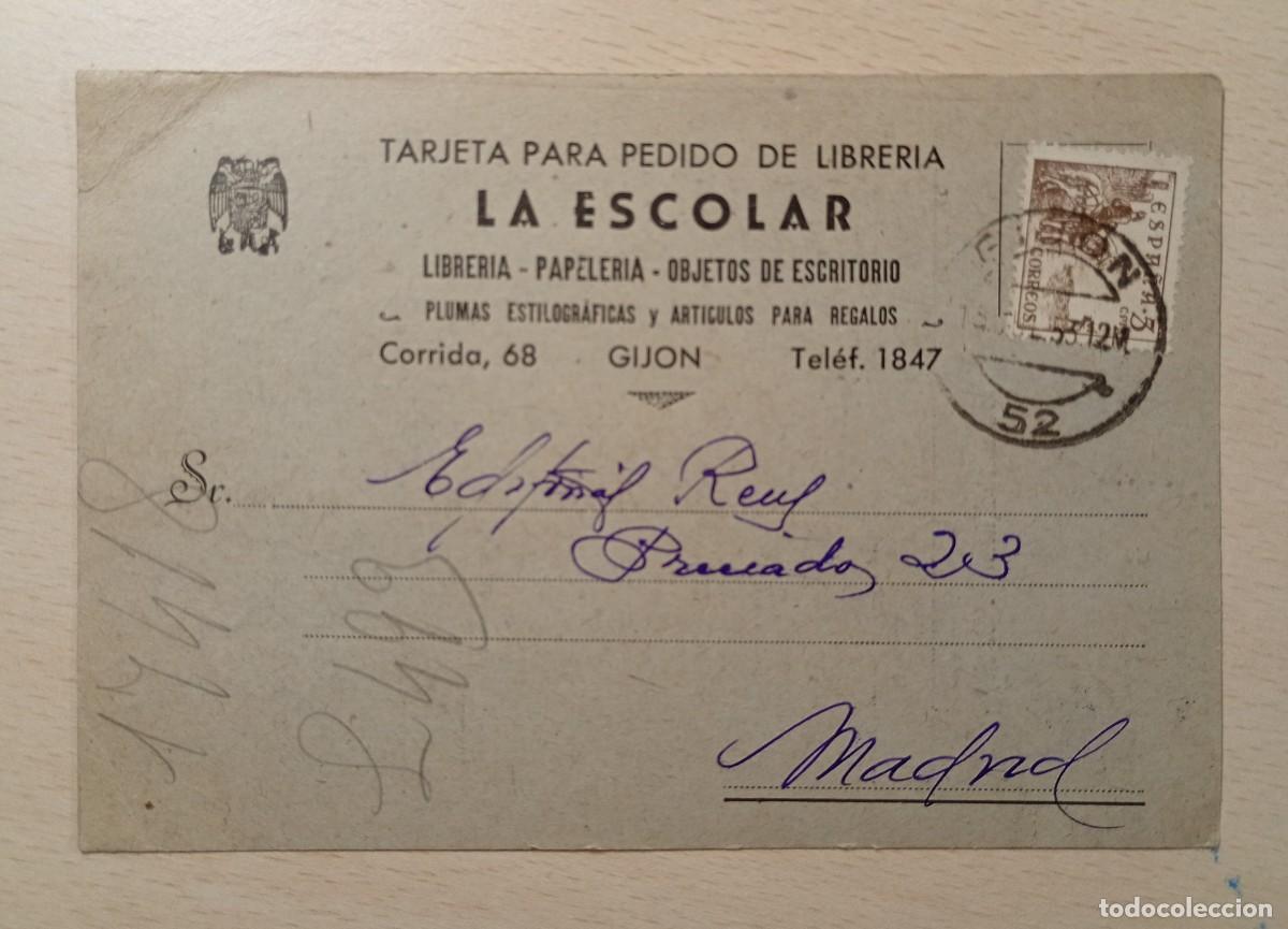 Postales: GIJ&Oacute;N, LA ESCOLAR, TARJETA DE PEDIDO, 1953