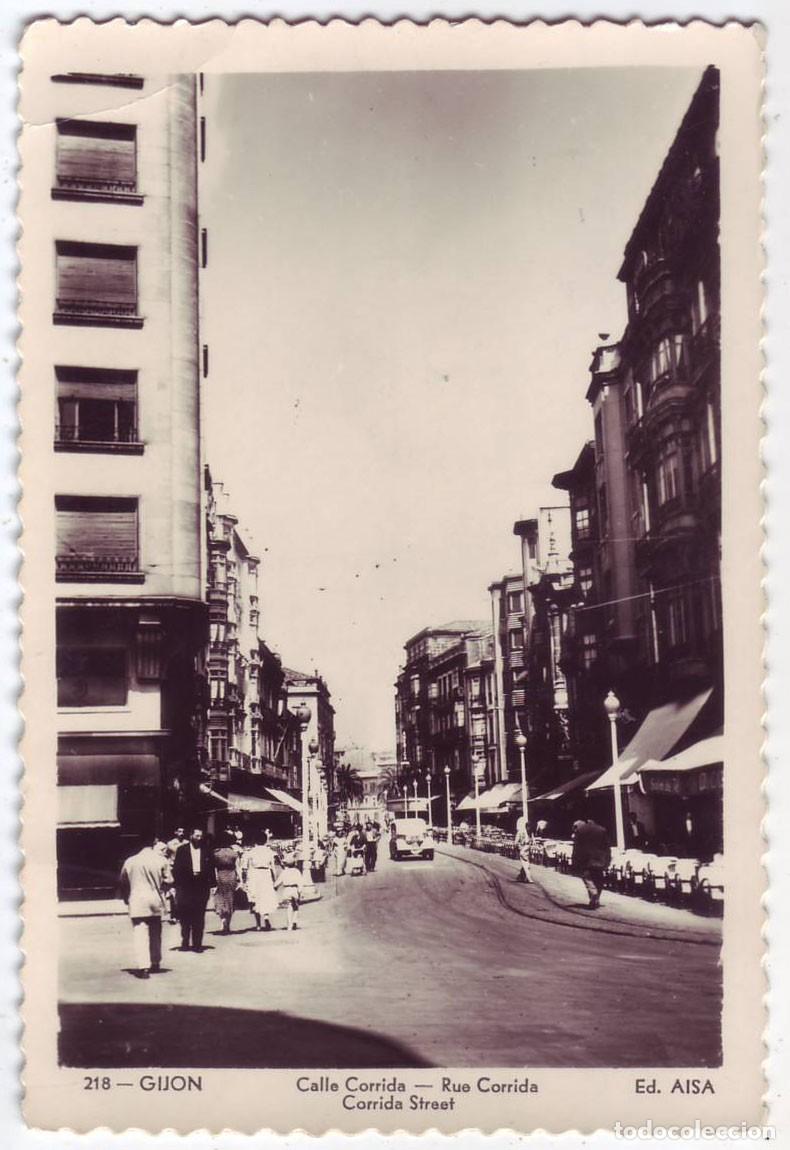 Postales: Gij&oacute;n (Asturias): Calle Corrida. Ed. AISA. Circulada (A&ntilde;os 50)