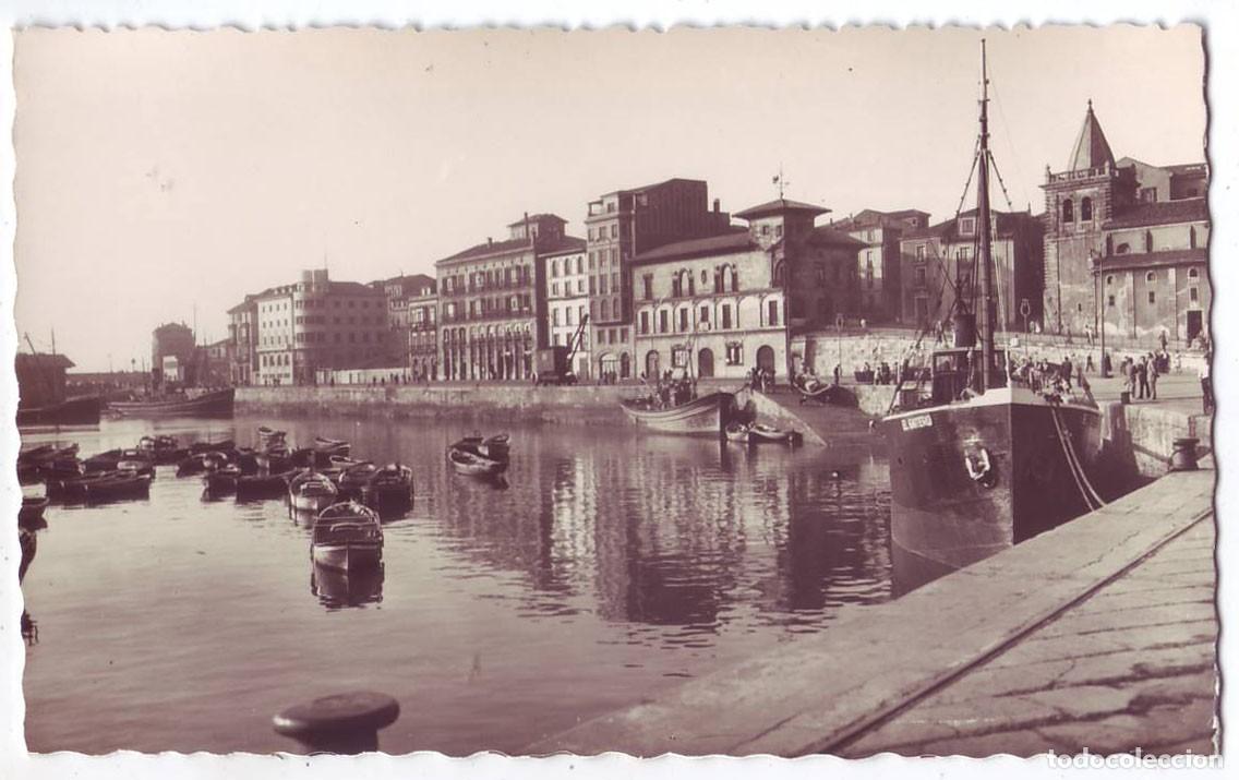 Postales: Gij&oacute;n (Asturias): Muelle de Oriente. Ediciones Garc&iacute;a Garrabella. No circulada (A&ntilde;os 50)