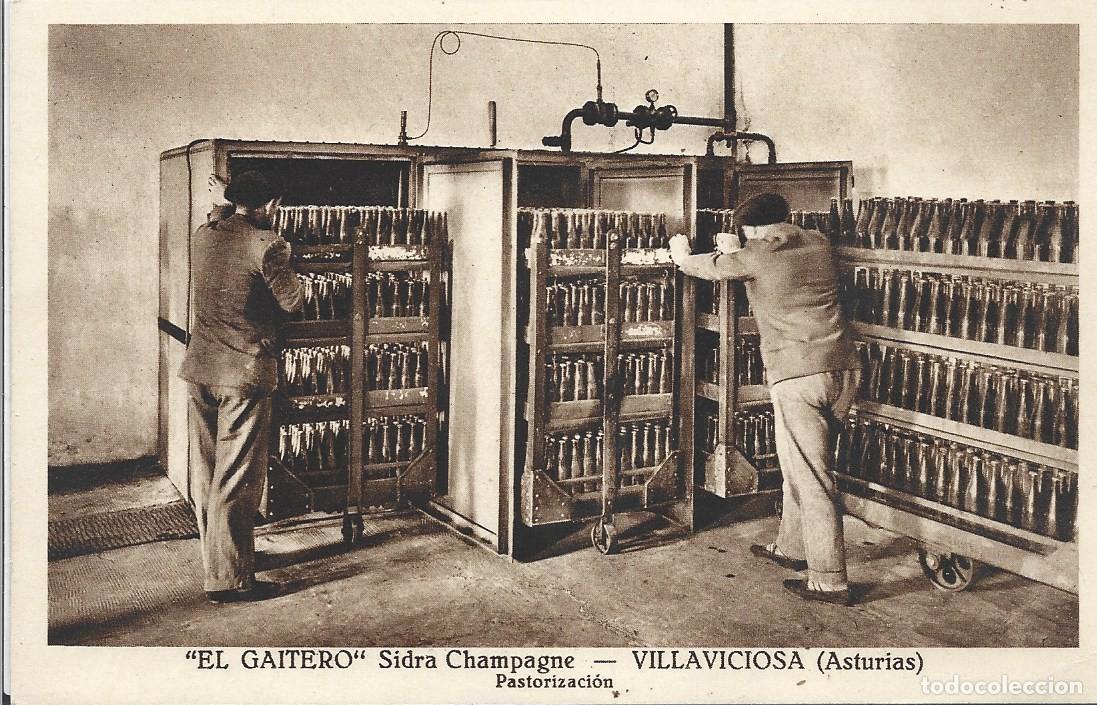 Postales: VILLAVICIOSA (ASTURIAS) - SIDRA CHAMPAN EL GAITERO, PASTEURIZACION - SIN EDITOR