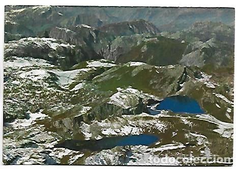Postales: VISTA AEREA - AERIAL VIEW.- LAGOS ERCINA Y ENOL.- CANGAS DE ONIS