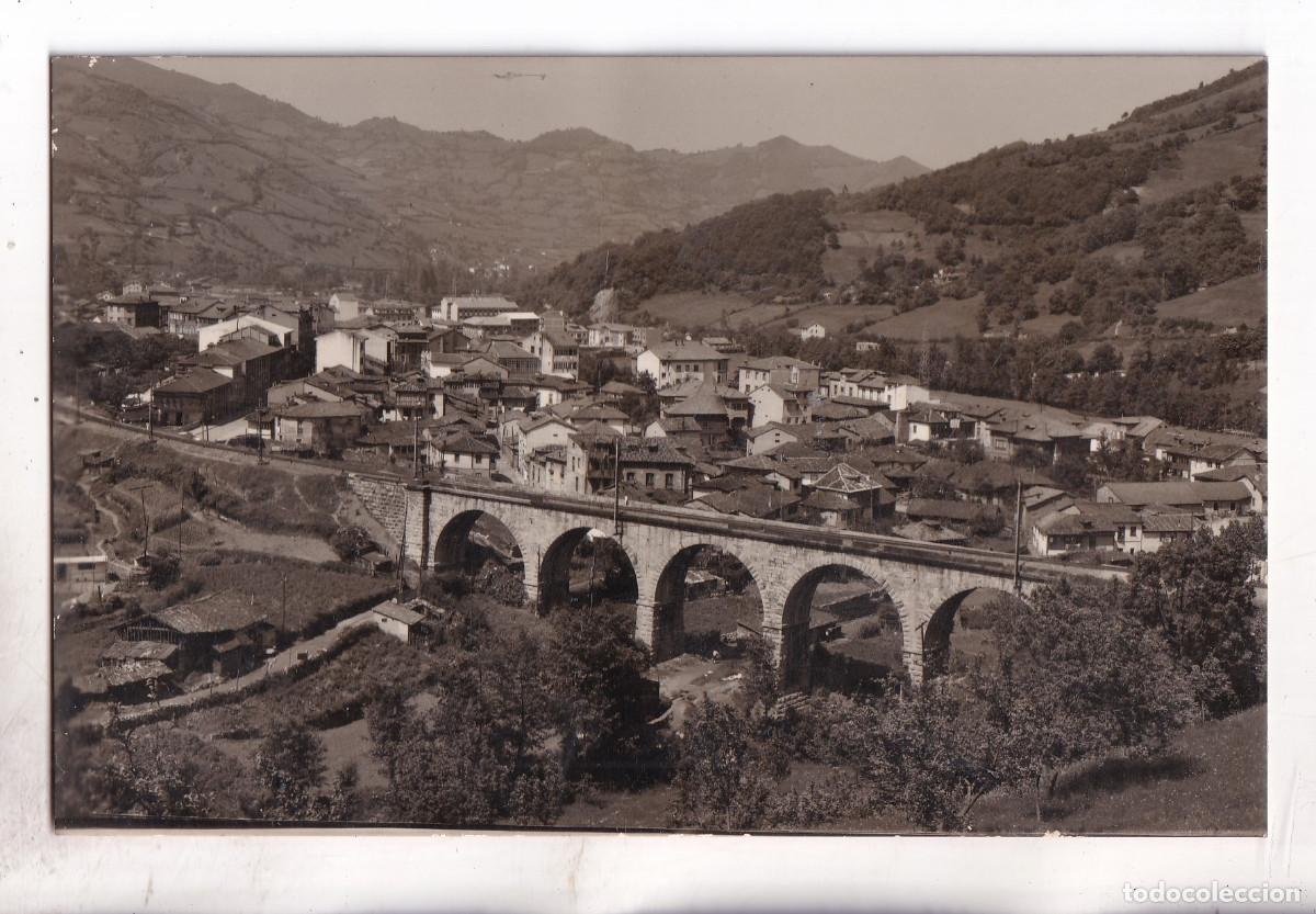 Postales: POSTAL. 3. POLA DE LENA. VISTA GENERAL Y PUENTE TOLA. ASTURIAS. 1963