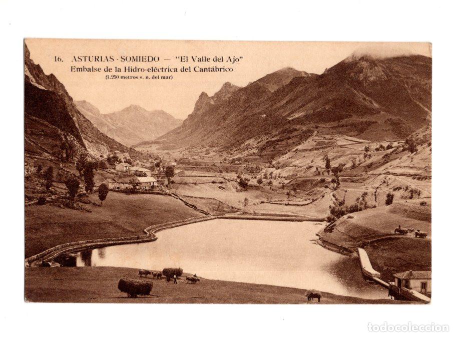 Postales: ASTURIAS.- SOMIEDO. EL VALLE DEL AJO. EMBALSE DE LA HIDRO-EL&Eacute;CTRICA DEL CANT&Aacute;BRICO 1.250 METROS
