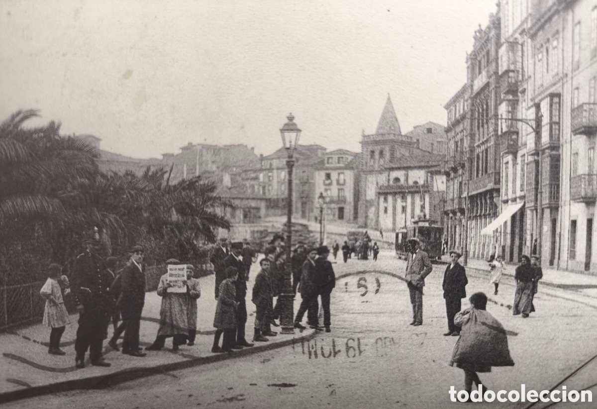 Postales: GIJ&Oacute;N ENTRADA A LOS MUELLES POSTAL ANIMADA ED. VINCK CIRCULADA 1919