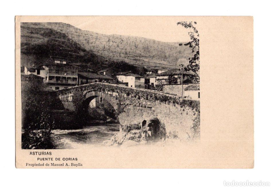 Postales: ASTURIAS.- PUENTE DE CORIAS. PROPIEDAD DE MANUEL A. BUYLLA