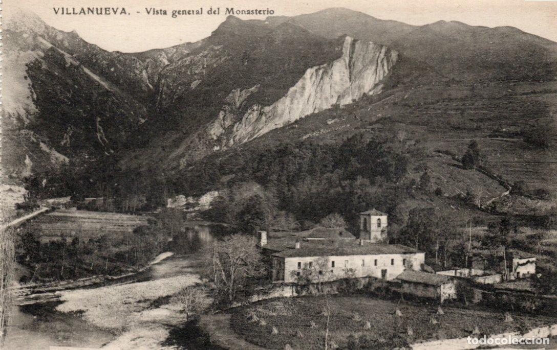 Postales: BONITA POSTAL - VILLANUEVA (ASTURIAS) VISTA GENERAL DEL MONASTERIO - E.J.G.- PARIS-IRUM