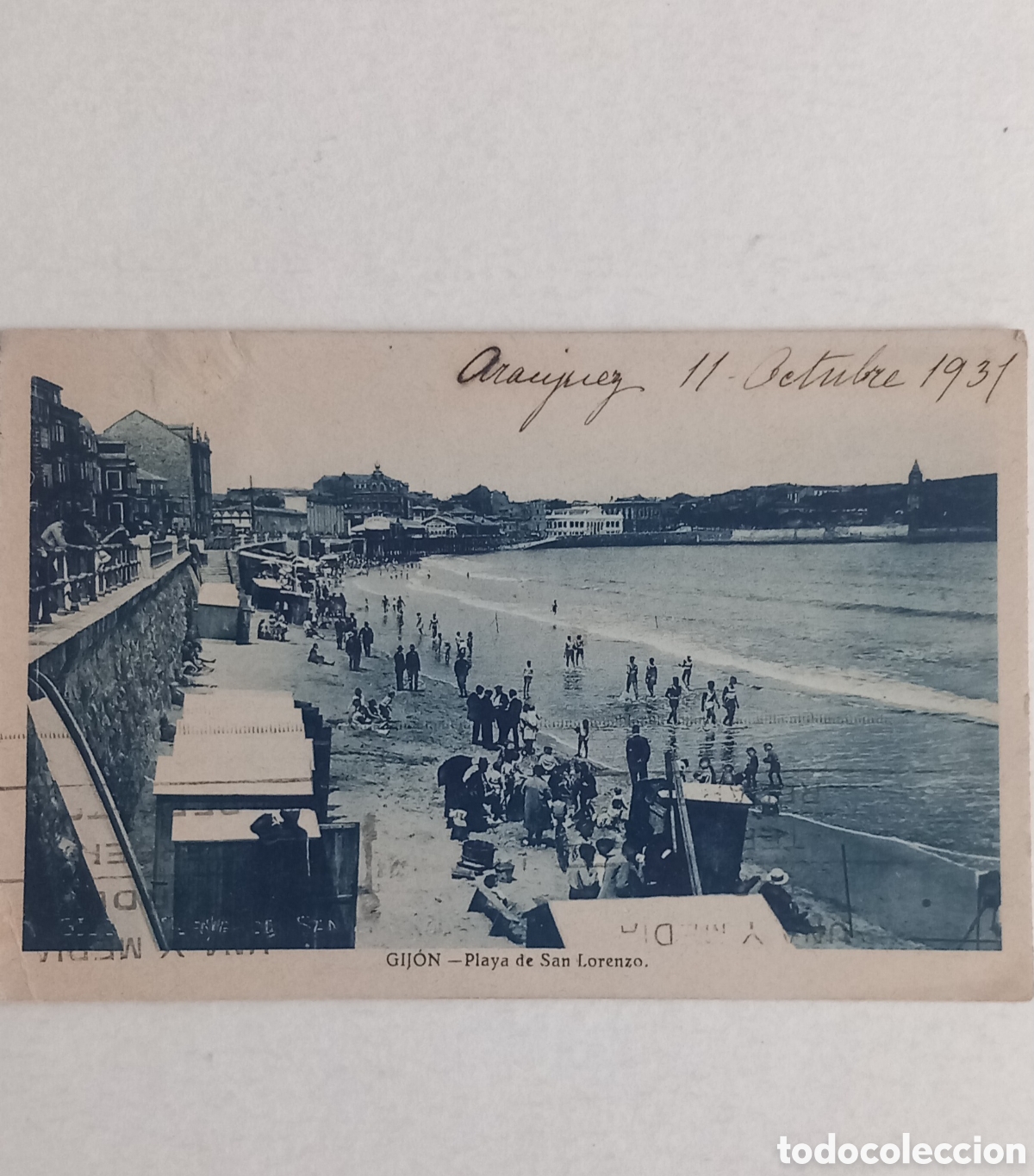 Postales: Postal playa San Lorenzo de Gijon 1930