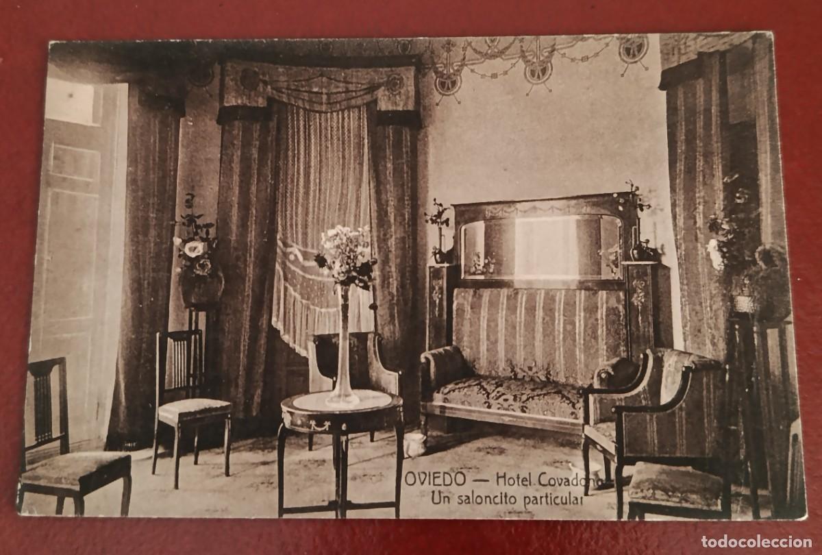 Postales: TARJETA POSTAL SALONCITO PARTICULAR - HOTEL COVADONGA - OVIEDO 1920 - FOTOTIPIA CASTA&Ntilde;EIRA