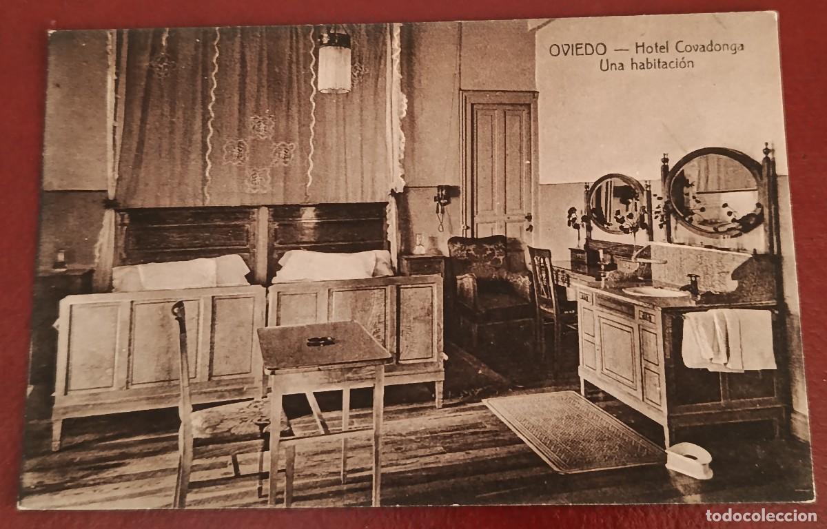 Postales: TARJETA POSTAL UNA HABITACION - HOTEL COVADONGA - OVIEDO 1920 - FOTOTIPIA CASTA&Ntilde;EIRA