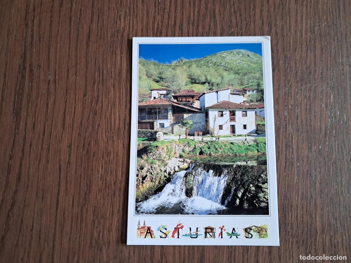 Postales: postal de Espa&ntilde;a, Pueblo de la Riera y rio Covadonga, Asturias.