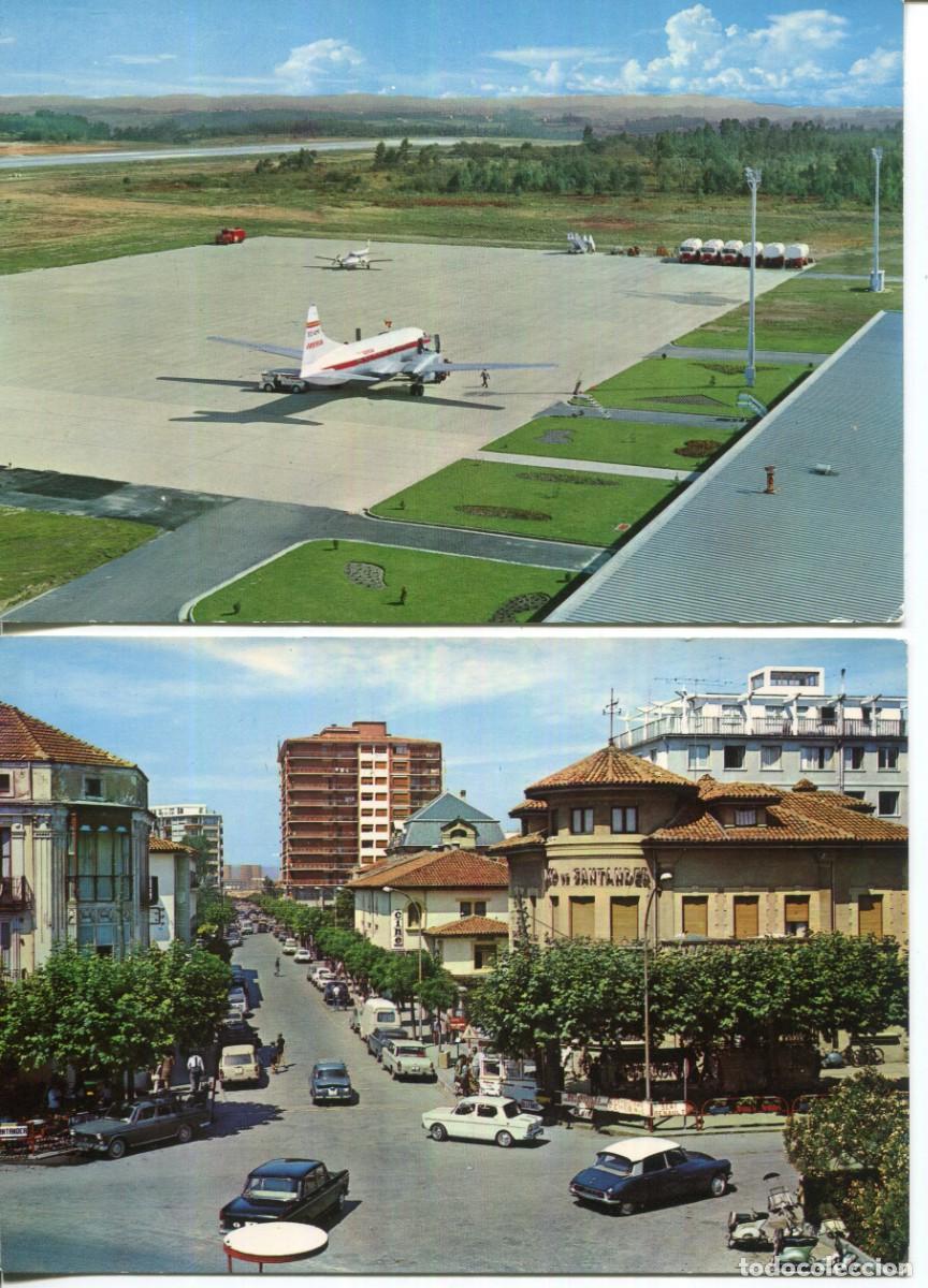 Postcards: ASTURIAS- AEROPUERTO Y LAREDO -2 POSTALES- A&Ntilde;OS 60