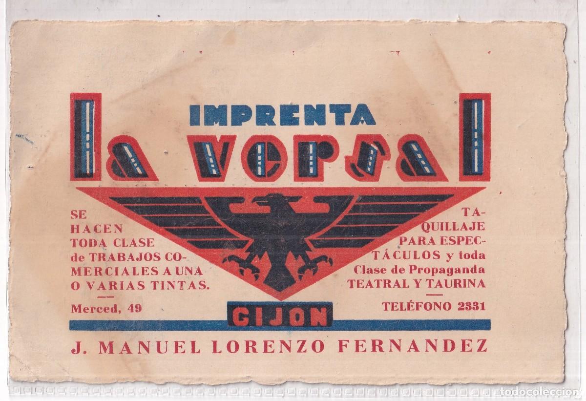 Cartoline: Imprenta la versal. J. Manuel Lorenzo Fern&aacute;ndez Gij&oacute;n. Firma propietario.