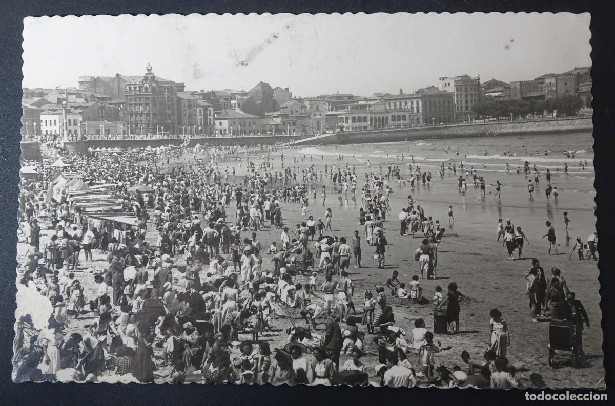 Postcards: ANTIGUA POSTAL , GIJ&Oacute;N , PLAYA DE SAN LORENZO, VER FOTOS