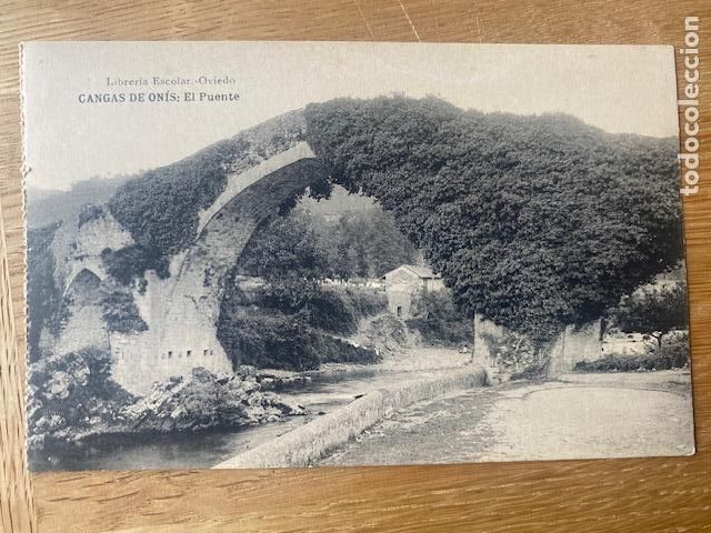 Cartes Postales: Cangas de Onis. El Puente. Libreria Escolar. Oviedo. Postal sin circular