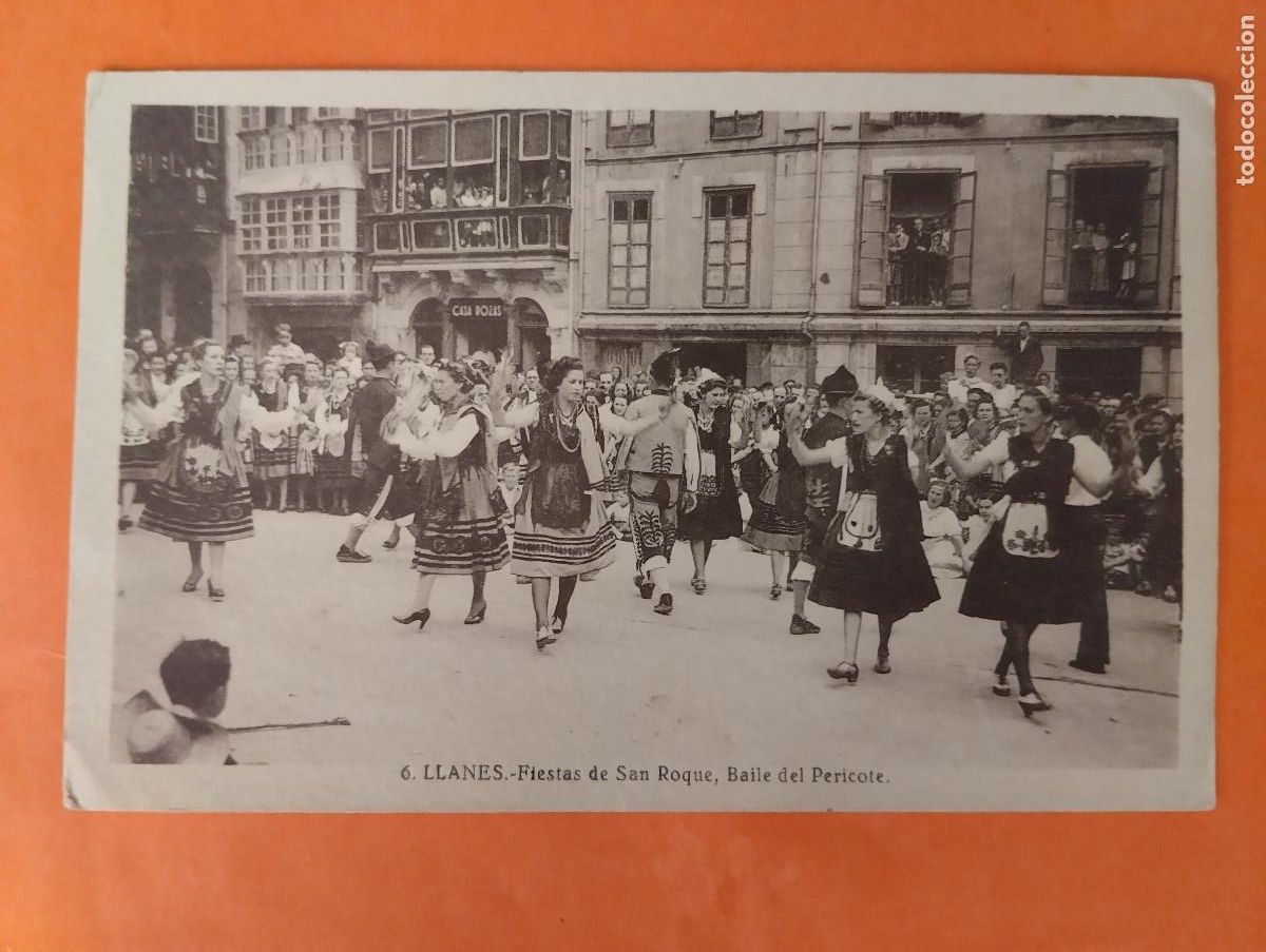 Postales: LLANES, ASTURIAS. FIESTA DE SAN ROQUE, BAILE DEL PERICOTE