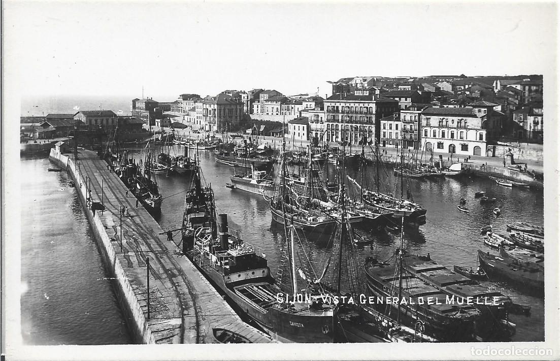 Postales: GIJON (ASTURIAS) - VISTA GENERAL DEL MUELLE - NEGTOR