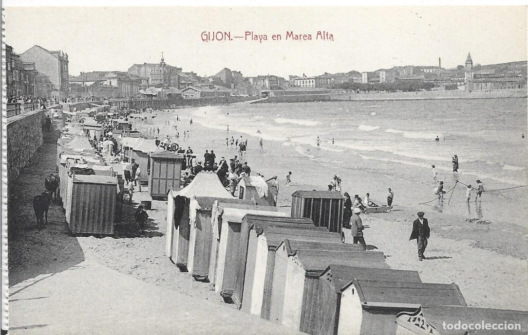 Postales: GIJON (ASTURIAS) - PLAYA EN MAREA ALTA - ED. F. MATOS
