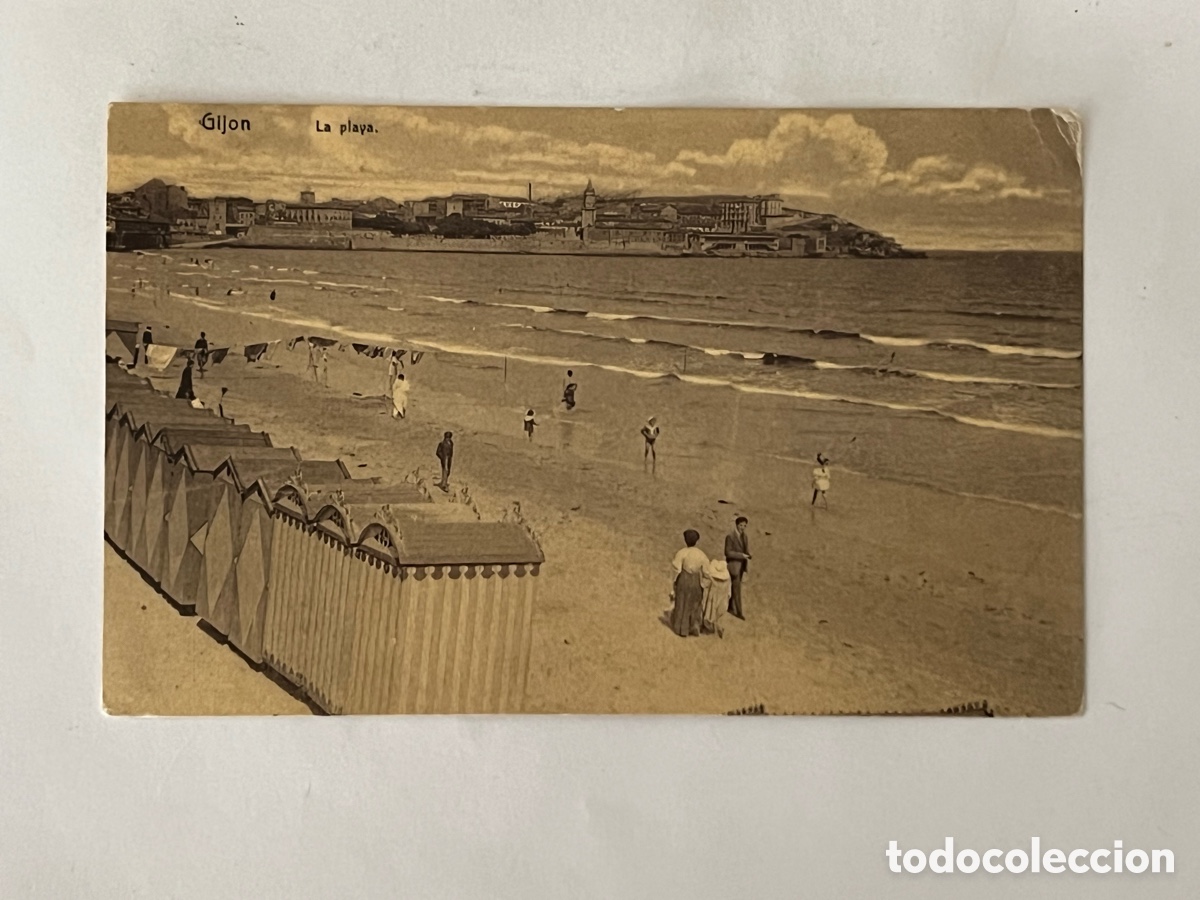 Postales: GIJ&Oacute;N Postal La Playa.. Circulada al Dr V&iacute;ctor Soley Geli, M&eacute;dico catal&aacute;n. president de l'Acad&egrave;mia