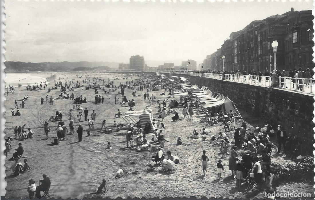 Postales: GIJ&Oacute;N (ASTURIAS) - PLAYA DE SAN LORENZO - L. ROISIN