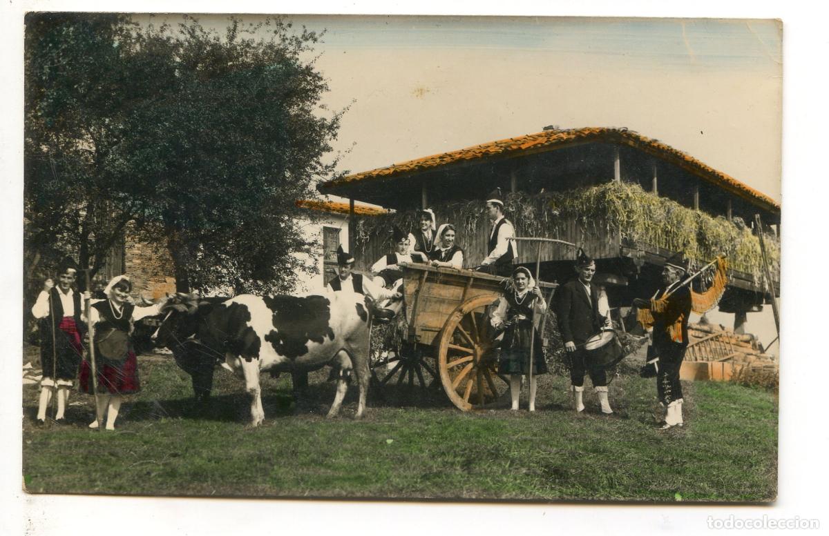 Postales: Folklore Astur n&ordm; 32. Camino de la romer&iacute;a, Asturias, Ediciones Alarde, coloreada