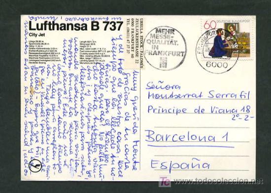 Postales: Lufthansa. *B 737 City Jet* Circulada. - Foto 2