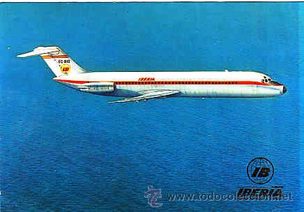 Postales: POSTAL DE COMPA&Ntilde;IA IBERIA MODELO JET DOUGLAS DC-9 - Foto 1