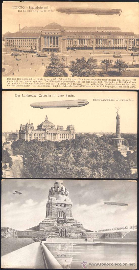 Postales: 3 POSTALES CON ZEPPELINES (LEIZPIG Y BERLIN) - Foto 1