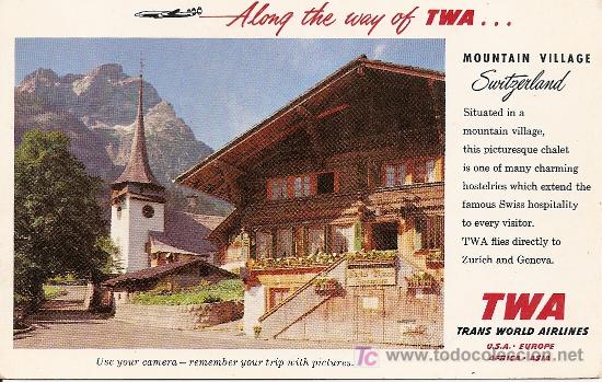 Postales: POSTAL PUBLICITARIA DE LA COMPA&Ntilde;IA TWA - Foto 1