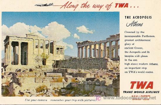 Postales: POSTAL PUBLICITARIA DE LA COMPA&Ntilde;IA TWA - Foto 1