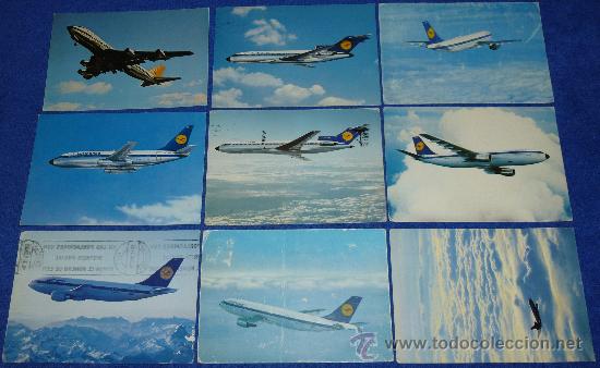 Postales: Lote de 9 postales de Lufthansa - Foto 1