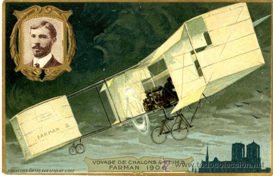 Postales: Voyage de Chalons a Reims. Farman 1908 - Foto 1