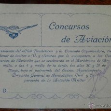 Postales: ANTIGUA TARJETA DE INVITACION AL AERODROMO DE ARMILLA (GRANADA) CONCURSO DE AVIACION, TAMAÑO POSTAL,. Lote 38283228