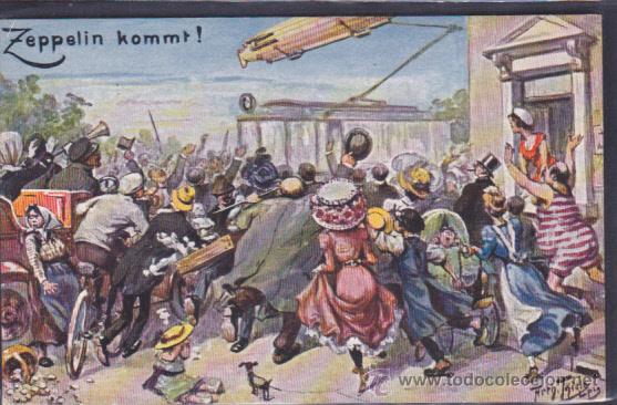 Postales: POSTAL ILUSTRADA ZEPPELIN KOMMT - Foto 1