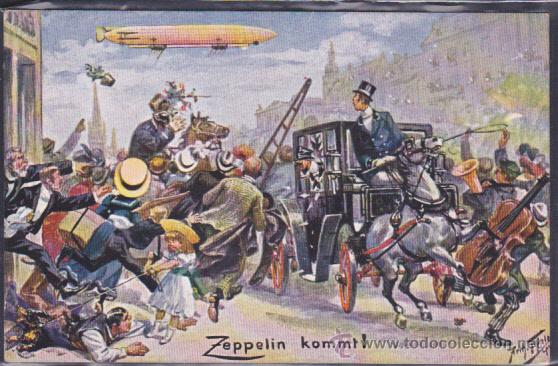 Postales: POSTAL ILUSTRADA ZEPPELIN KOMMT - Foto 1