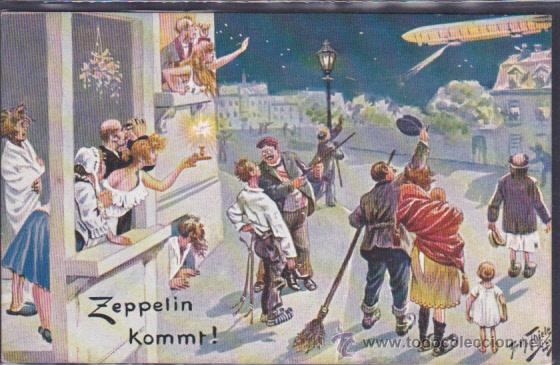 Postales: POSTAL ILUSTRADA ZEPPELIN KOMMT - Foto 1