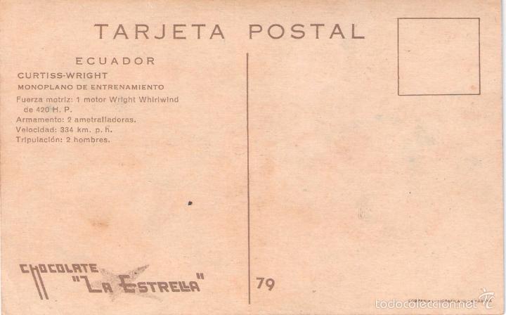Postales: ECUADOR. CURTISS-WRIGHT. MONOPLANO DE ENTRENAMIENTO. - Foto 2