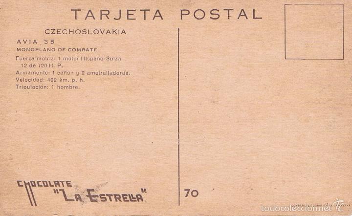 Postales: CZECHOSLOVAKIA AVIA 35. MONOPLANO DE COMBATE. - Foto 2