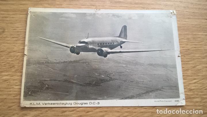 Postales: Avi&oacute;n de KLM. Holanda. Postal de &eacute;poca - Foto 1