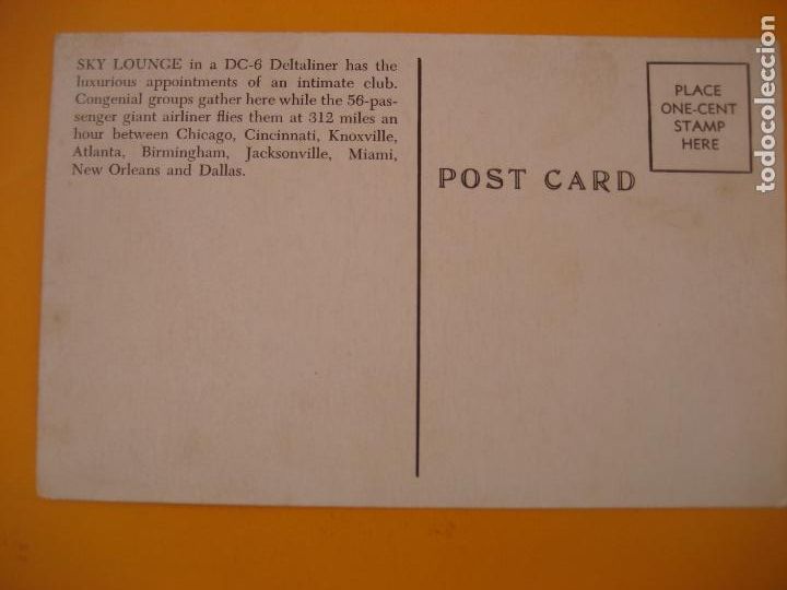 Postales: Avion. DC - 6. Deltaliner. Interior. Postal sin circular - Foto 2