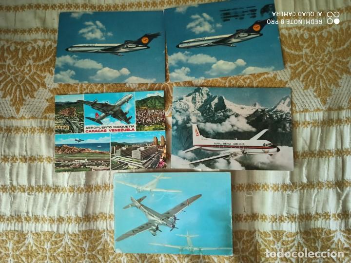 Postales: 5 postales aviones usadas - Foto 1
