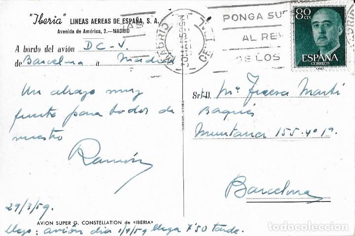 Postales: Postal IBERIA, avion Super G. Constellation - Foto 2