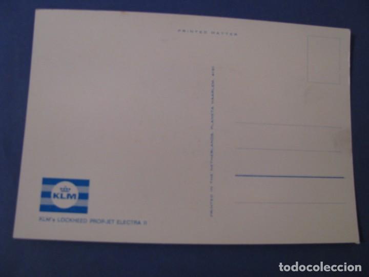 Postales: POSTAL DEL AVI&Oacute;N DE COMPA&Ntilde;&Iacute;A KLM. LOCKHEED JET ELECTRA. - Foto 2