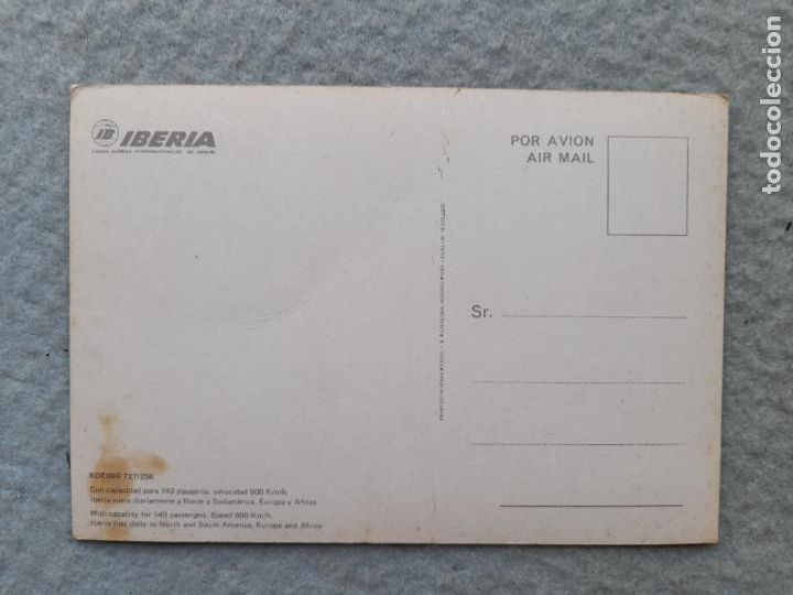 Postales: Postal Iberia. Boeing 727 / 256 - Foto 2