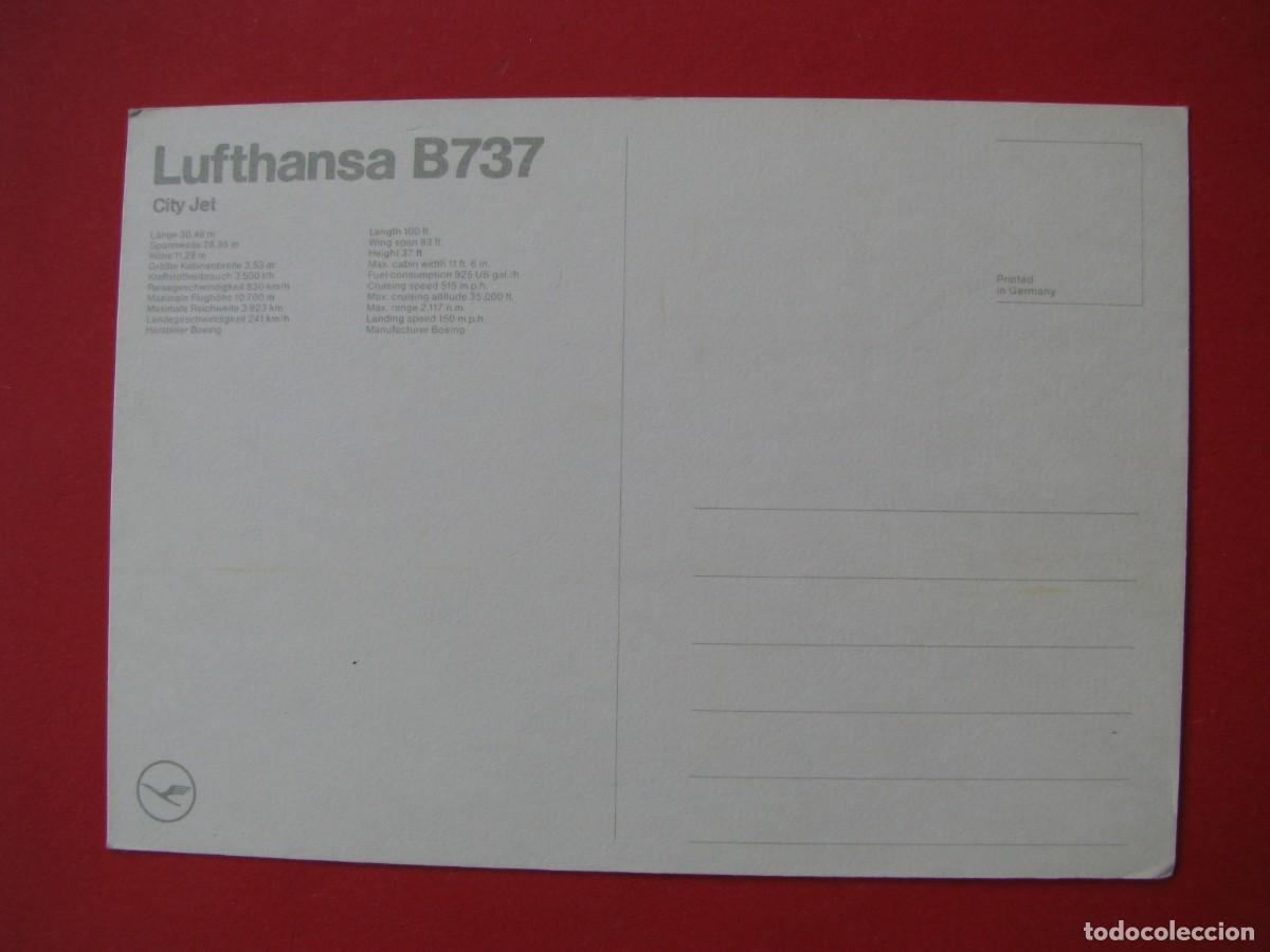 Postales: POSTAL DEL AVION BOEING B737. LUFTHANSA. - Foto 2
