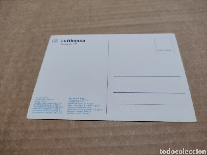 Postales: Postal Lufthansa Boeing jet 747 - Foto 2