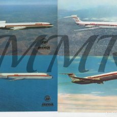 Postales: IBERIA JET DOUGLAS DC-9 / BOEING 727/256 LOTE DE 4 POSTALES (SIN CIRCULAR)