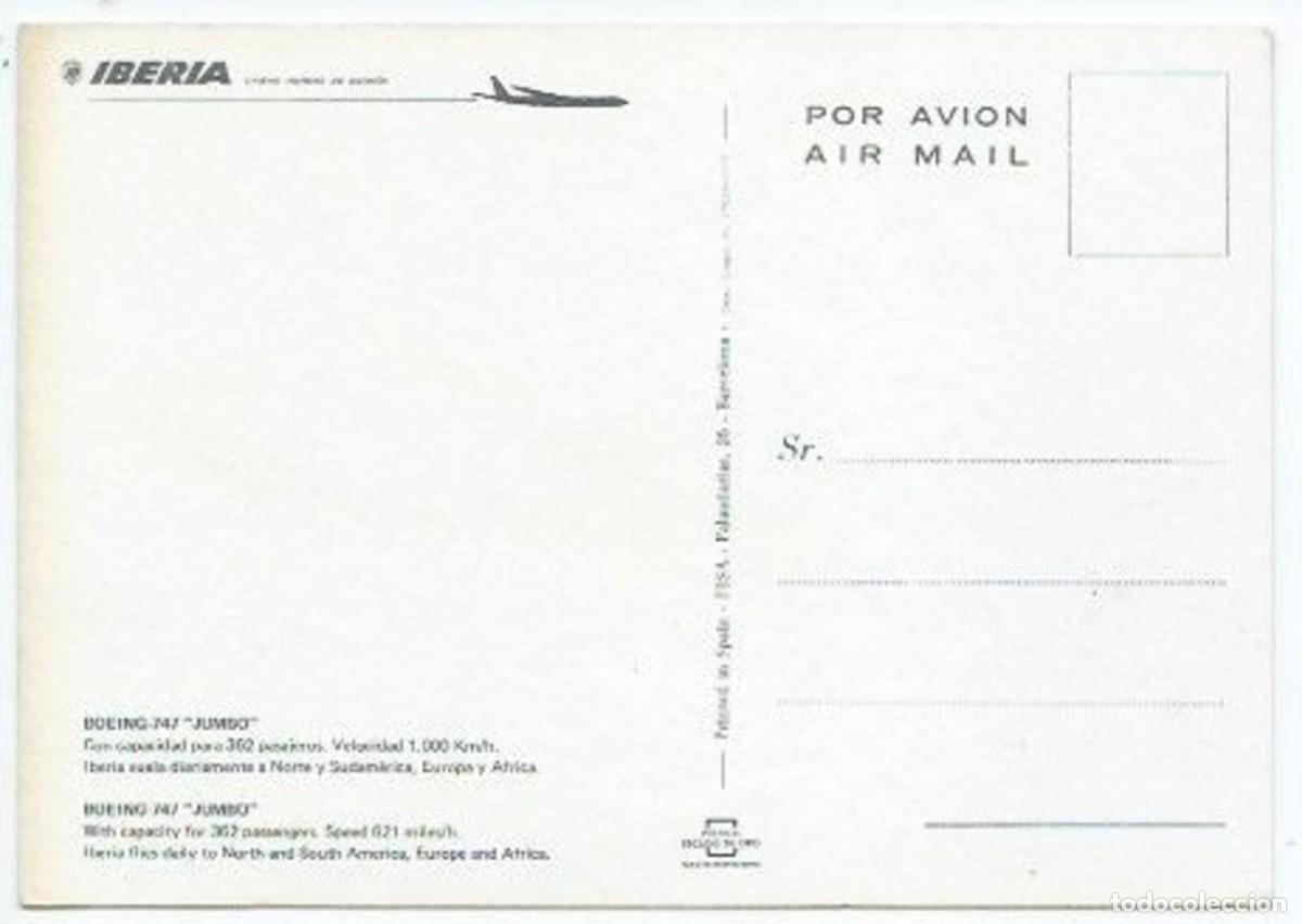 Postales: BOEING - 747 &rdquo; JUMBO &rdquo;.- IBERIA - Foto 2